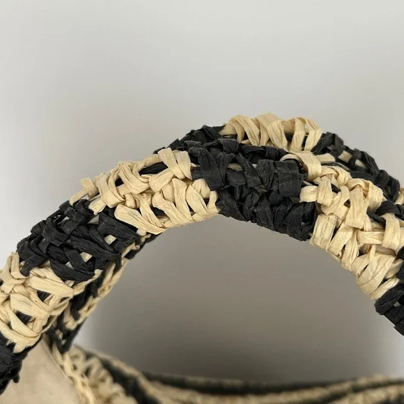 Billabong Talk To The Palm Paper Woven Straw Tote Bag Black & Natural Colour - Picture 6 of 16